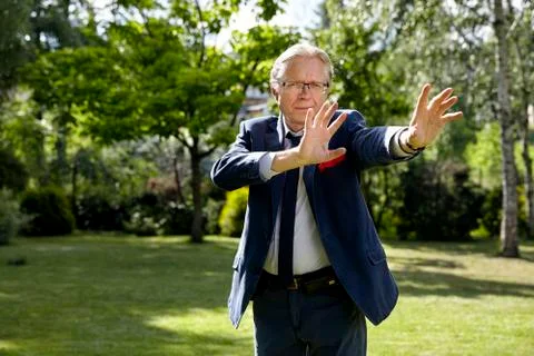 Gesticulate man in the garden Stock Photos