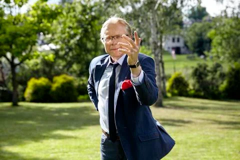 Gesticulate man in the garden Stock Photos