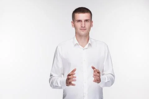 Gesticulate man studio Stock Photos