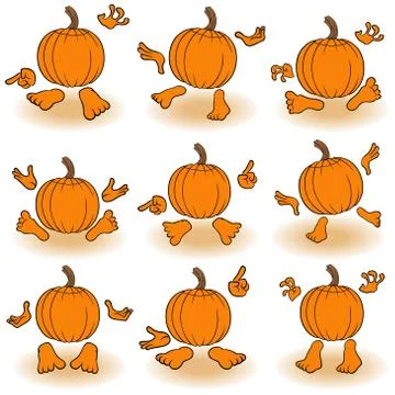 Gesticulating funny pumpkins view from the back Stock Illustration