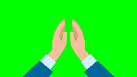 Gesture clap hand on green. Two hands giving high five, clapping palms icon Stock Footage 340545438