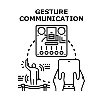 Gesture communication controlling smart device through wireless interaction 库存插图