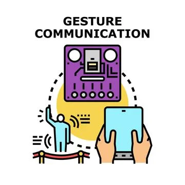 Gesture communication controlling smart device through wireless interaction Stock Illustration