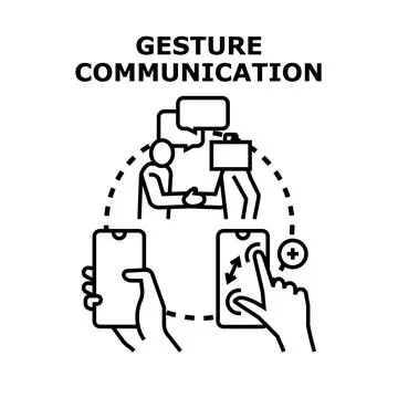 Gesture communication mixing digital technology and human interaction Stock Illustration