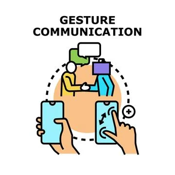 Gesture communication mixing digital technology and human interaction Stock Illustration
