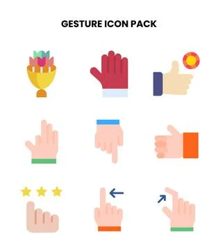 Gesture Flat Icons Pack Stock Illustration