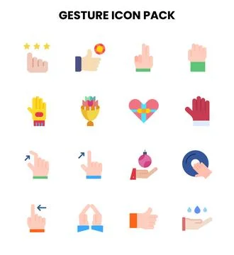 Gesture Flat Set Icons Pack Stock Illustration
