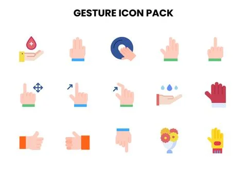 Gesture Flat Vector Icons Pack Stock Illustration