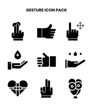 Gesture Glyph Bundle Icons Pack Stock Illustration