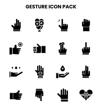 Gesture Glyph Collection Icons Pack Stock Illustration