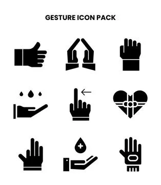Gesture Glyph Design Icons Pack Stock Illustration