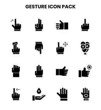 Gesture Glyph Vector Icons Pack Stock Illustration