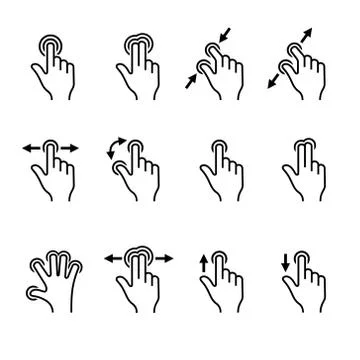 Gesture Icons Set for Mobile Touch Devices. Vector 库存插图