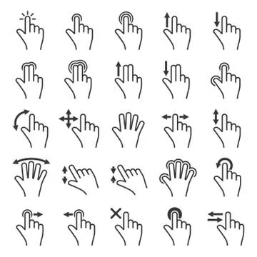 Gesture Icons Set for Mobile Touch Devices. Vector Stock Illustration