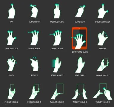 Gesture icons for touch devices Illustrazione stock