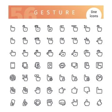 Gesture Line Icons Set Stock Illustration