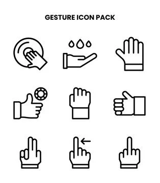 Gesture Line Scalable Icons Pack Stock Illustration
