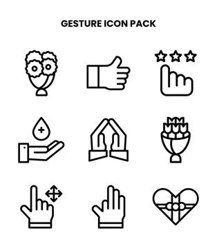 Gesture Line UI Icons Pack 스톡 일러스트