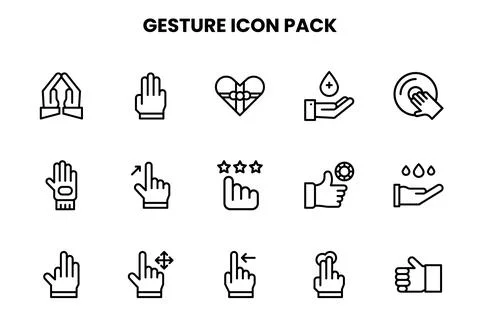 Gesture Line Vector Icons Pack Stock Illustration
