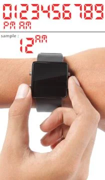 Gesture of man hand looking into the watch Stock Illustration