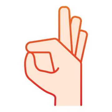 Gesture okay flat icon. Ok hand gesture vector illustration isolated on white Stock Illustration