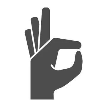 Gesture okay solid icon. Ok hand gesture vector illustration isolated on white Stock Illustration