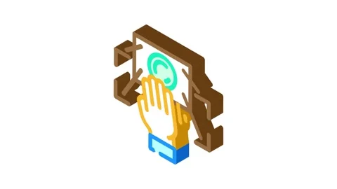 Gesture recognition sensor isometric icon animation Video stock 327274935