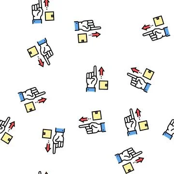 Gesture show delivery direction vector seamless pattern Stock Illustration