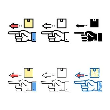 Gesture show delivery multipack direction color icon vector 스톡 일러스트