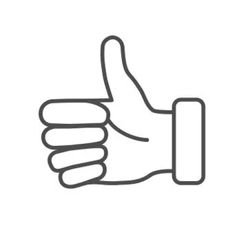 Like gesture thin line icon, hand gestures concept, thumb up sign on white Stock Illustration