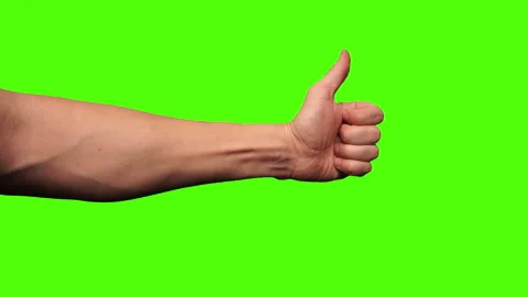 Like Gesture, Thumbs Up on a Green Screen Background. Left and right hand. Male Stock Footage 150446219