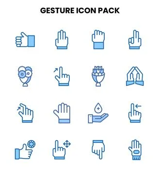 Gesture Two Colour Bundle Icons Pack 스톡 일러스트