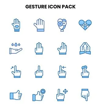 Gesture Two Colour Bundle Icons Pack Stock Illustration