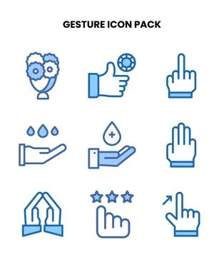 Gesture Two Colour Set Icons Pack Stock Illustration