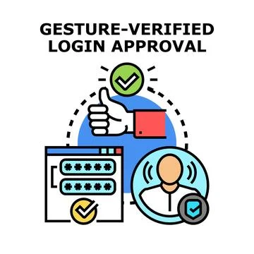 Gesture verified login approval biometric security concept Stock Illustration