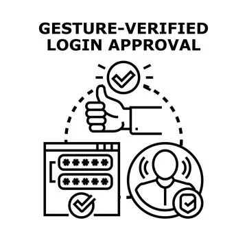 Gesture verified login approval biometric security concept Stock Illustration