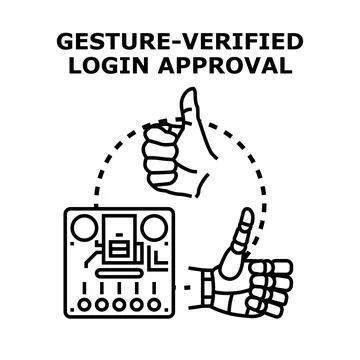 Gesture verified login approval digital authentication concept イラスト素材