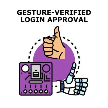 Gesture verified login approval digital authentication concept イラスト素材