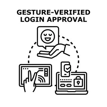 Gesture verified login approval online security concept Illustrazione stock