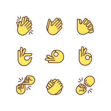 Gestures and communication pixel perfect RGB color icons set 스톡 일러스트