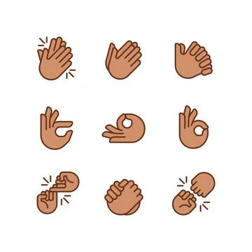 Gestures and communication pixel perfect RGB color icons set 스톡 일러스트
