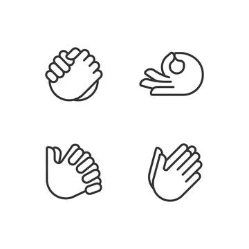 Gestures communication pixel perfect linear icons set イラスト素材