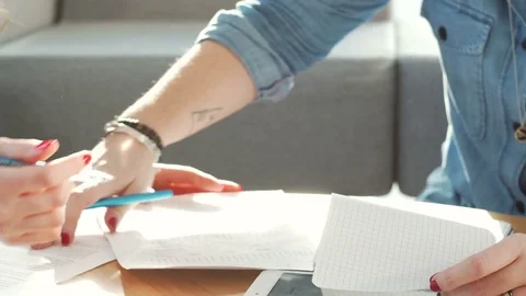 Gestures of female hands of workers during business discussion Stock Footage 73542994