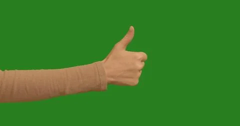 Gestures Hand OK CLASS everything is good on chroma key green background. Stock Photos
