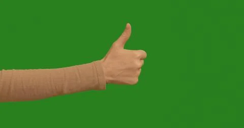 Gestures Hand OKAY everything is good on chroma key green background Stock Photos