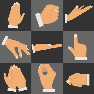 Gestures of the hands. Set of gestures with hands. Stock Illustration