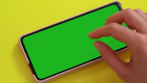 Gestures pack on Green Mock-up Screen Chroma Key phone Stock Footage 179056132