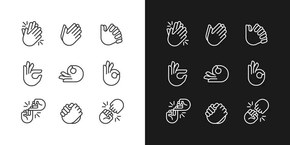 Gestures pixel perfect white linear icon set for dark, light mode Stock Illustration