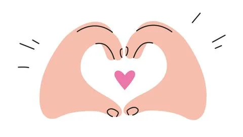 Gestures, two Hands making Heart shape, love sign. Gesturing human arms. Tr.. Stock Illustration