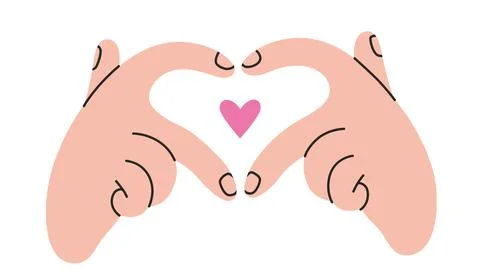 Gestures, two Hands making Heart shape with the index and middle fingers, l.. Illustrazione stock